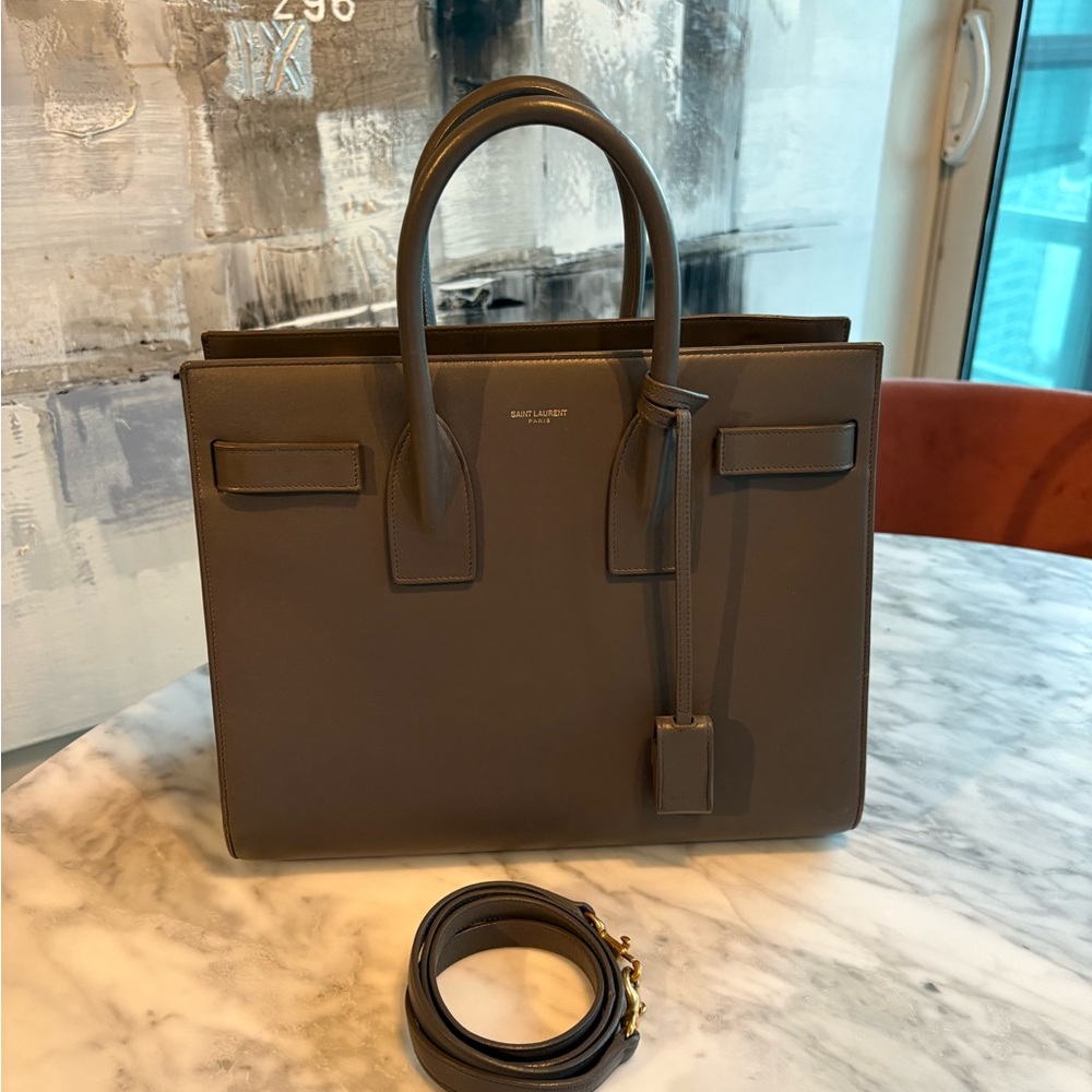 Saint Laurent Gray Sac De Jour Bag